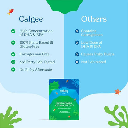 Vegan Omega 3-450mg DHA & EPA Fatty Acids - Sustainable Algae Oil - Plant-Based Fish Oil Alternative - Carrageenan-Free Softgels (120 Ct)