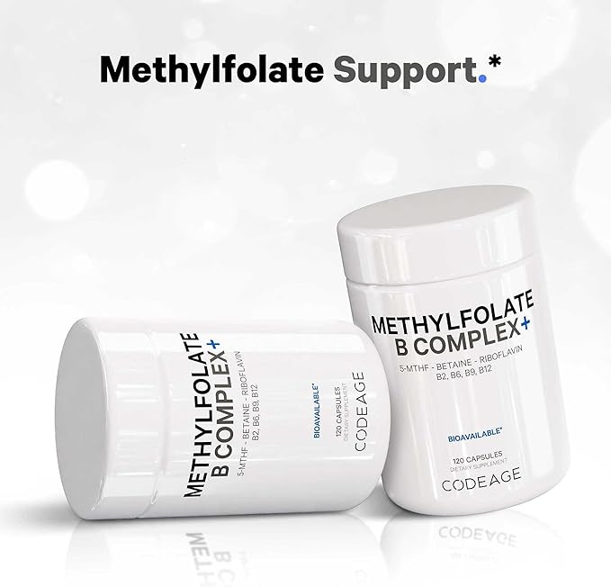 Codeage Methylfolate B Complex Supplements 5 MTHF, 1000mcg Methylated B12, Riboflavin, B6, Methylation 2 Months 120 Capsules