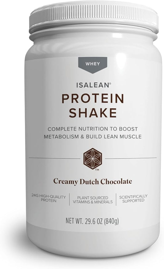 IsaLean Protein Shake - Complete Superfood Meal Replacement Shake for Maintaining Healthy Weight and Lean Muscle Growth with 24 Vitamins and Minerals - 28.1 oz - 14 Meal Canister (Creamy Dutch Chocolate) - Canister