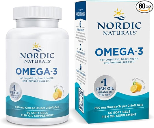 Nordic Naturals Omega-3, Lemon Flavor 60 Soft 690 mg Omega-3 - 30 Servings