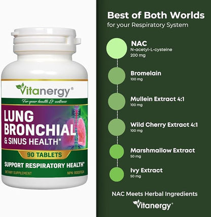 Sinus & Bronchial Health– Potent NAC, 90 Tablets-