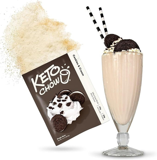 Keto Chow | Gourmet Keto Meal Replacement | Nutritionally Complete | You Choose the Fat | Easy Fast Low Carb Meal | Cookies and Cream