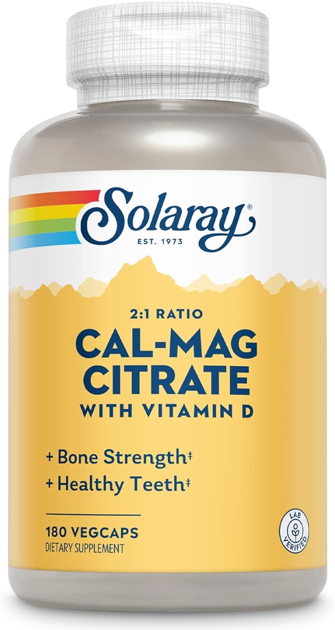 Solaray Calcium & Magnesium Citrate 2:1 D-3, Healthy 180 Capsules