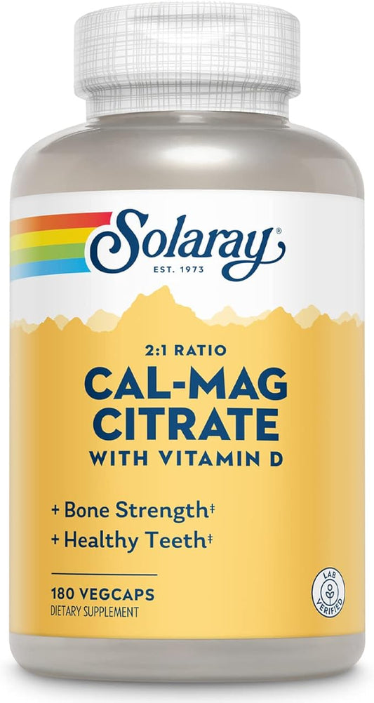 Solaray Calcium & Magnesium Citrate 2:1 D-3, Healthy 180 Capsules