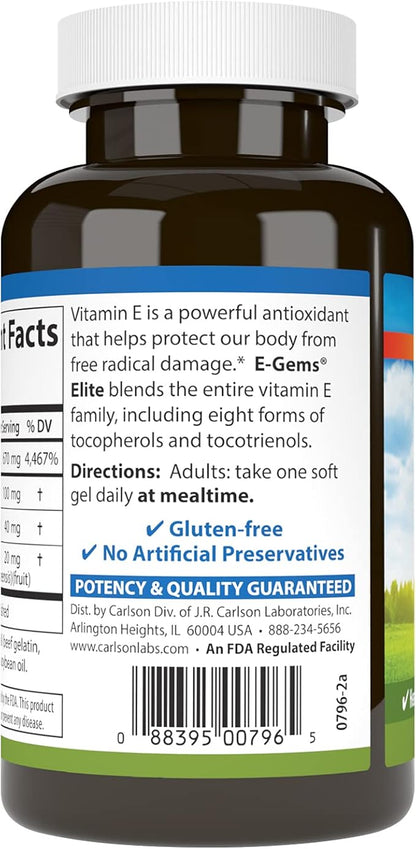 Carlson - E-Gems Elite, 1000 IU (670 mg) 60 Softgels