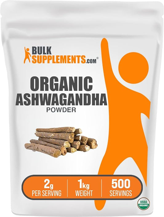 BulkSupplements.com Organic Ashwagandha Powder 2g per 1kg (2.2 (2.2 lbs) 1)