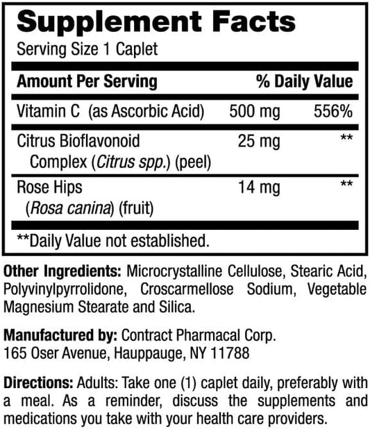 Earth's Splendor Immune Support Supplements, (500mg Vitamin 100 Tablets)