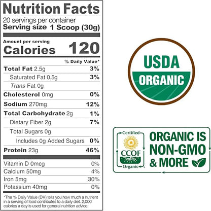 100% Organic Pure Plant Protein Powder 20 Servings