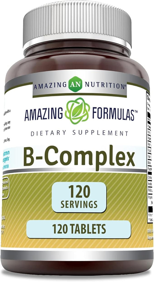 Amazing Formulas Vitamin B Complex 11 Key 120 Tablets B1, B2, B2, B3, B3, B6, B6, B12, B12, Folic