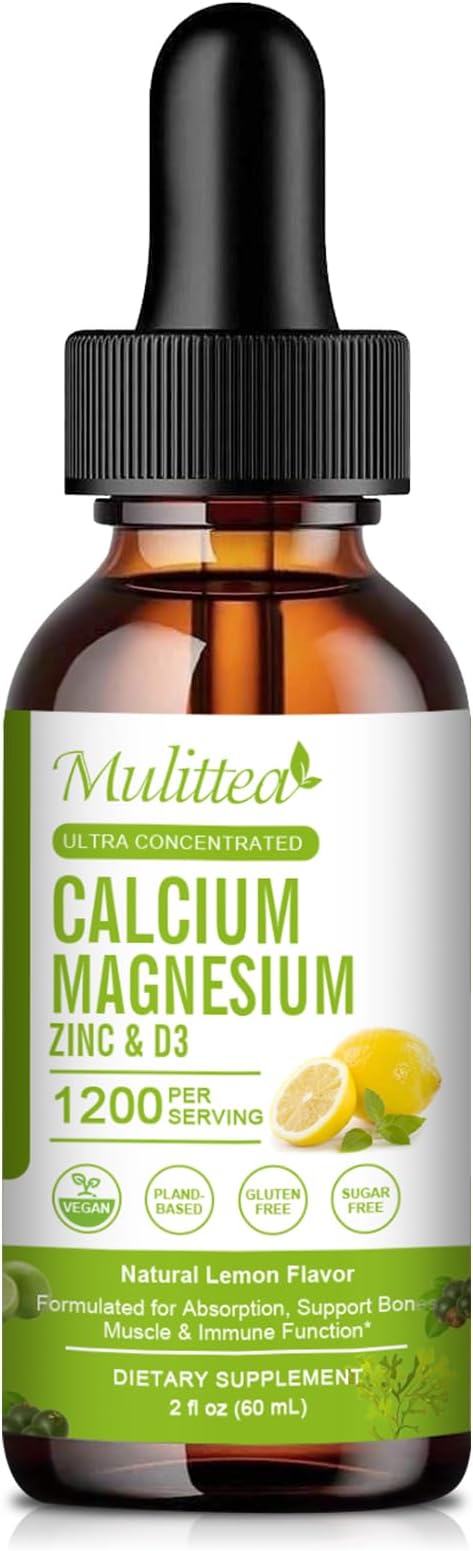 Calcium Magnesium Zinc with Magnesium Glycinate 500mg Plus D3 K2 K2 | D3 K2 K2 Liquid 1 Pack