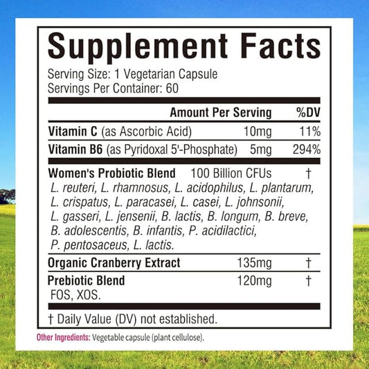 Innate Vitality Probiotics for Women, 100 18 Strains, B6 P5P, P5P, Vaginal 60 Caps