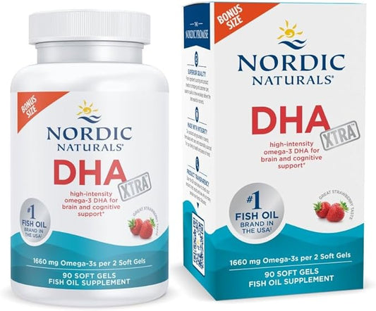 Nordic Naturals DHA Xtra, Strawberry 90 Soft 1660 mg Omega-3 - 45 Servings