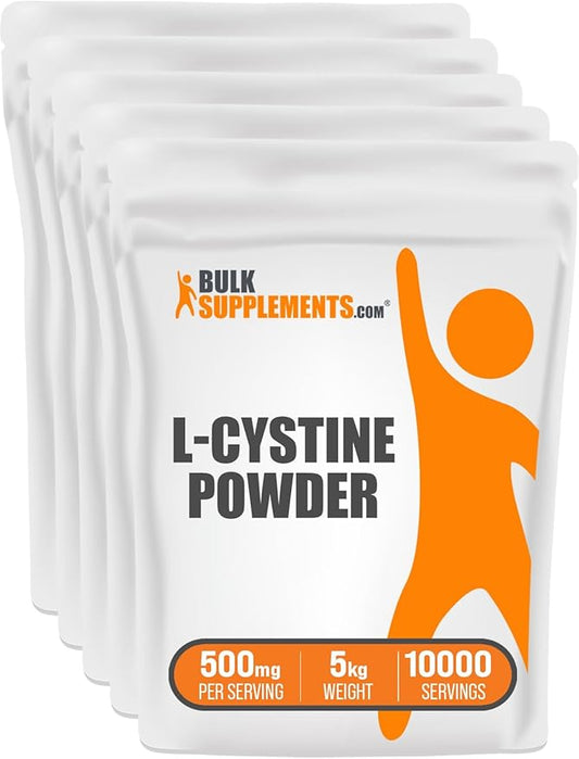 BulkSupplements.com L-Cystine Powder - L-Cystine 500mg, L-Cystine Supplement, Amino Acid Supplement - for Immune Support, Gluten Free, 500mg per Serving, 5kg (11 lbs) (Pack of 5)