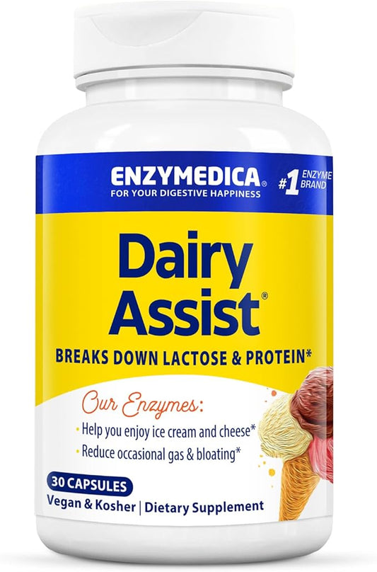 Enzymedica, DairyAssist, Digestive Enzymes for Complete 30 Count