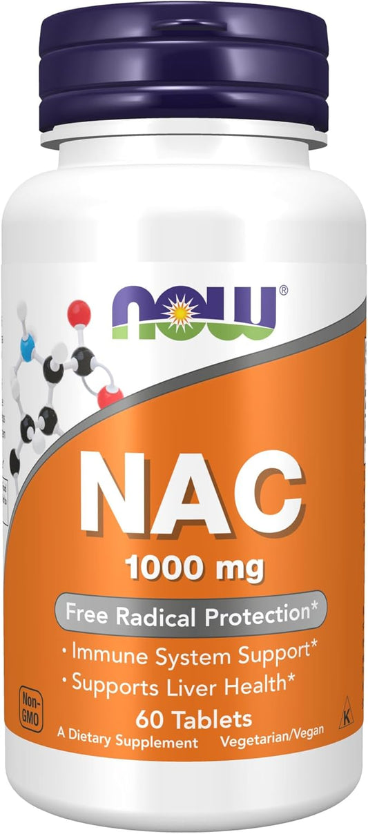 NOW Supplements, NAC (N-Acetyl-Cysteine) 1,000 mg, 60 Tablets