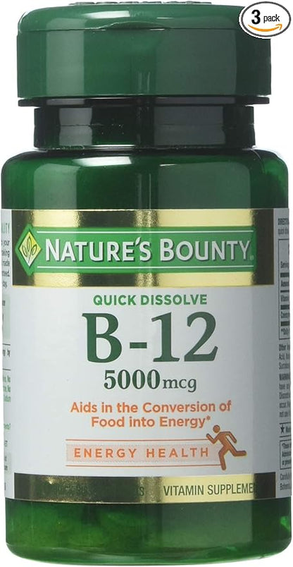 Nature's Bounty Vitamin B-12 5000 mcg, 40 Quick 3)