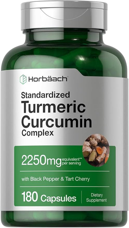 Horbäach Turmeric Supplement with Black Pepper 2250mg 180 Capsules