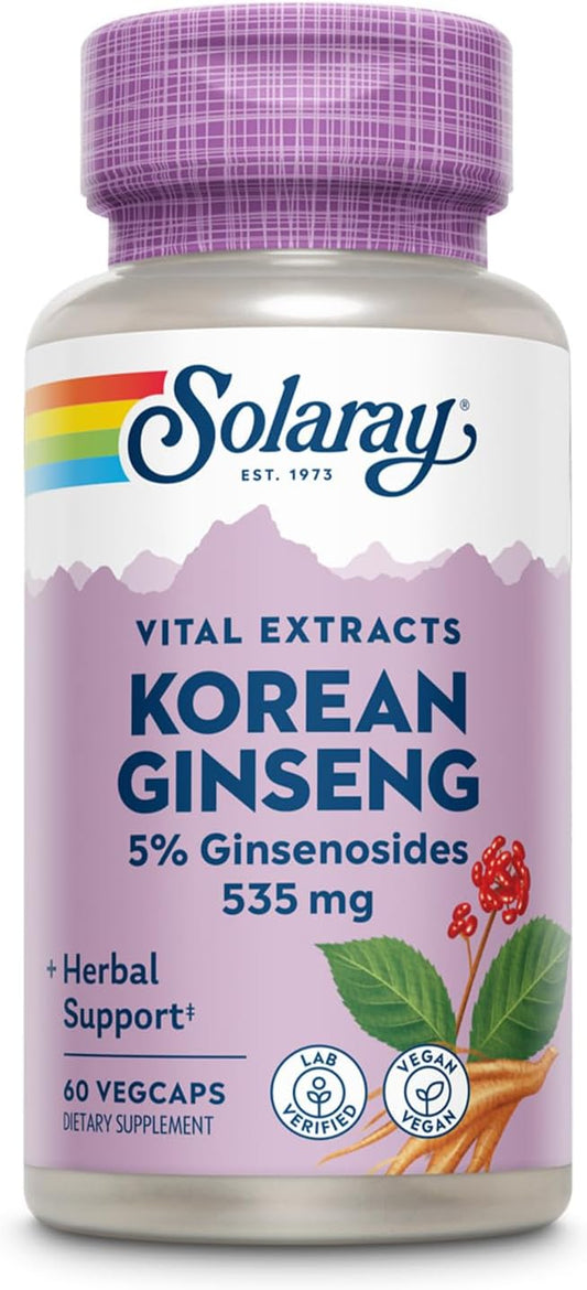 Solaray Korean Ginseng Root Extract 5% Ginsenosides 60 Servings, 60 VegCaps