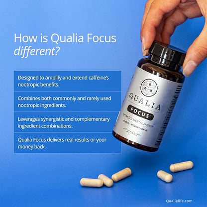 Qualia Focus Brain Booster Supplement | A Powerful Nootropic Designed to Deliver Sustained Mental Energy, Alertness, Concentration & Memory | with Ginkgo Biloba, L-Theanine Plus (Pack of 3)