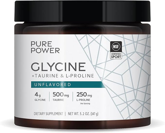 Dr. Mercola Pure Power Glycine + 5.2 oz (147 g), 30 Servings (1 Jar), 4 g 500 mg 250 mg