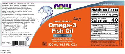 NOW Supplements, Omega-3 Fish Oil Liquid, 16.9-Ounce