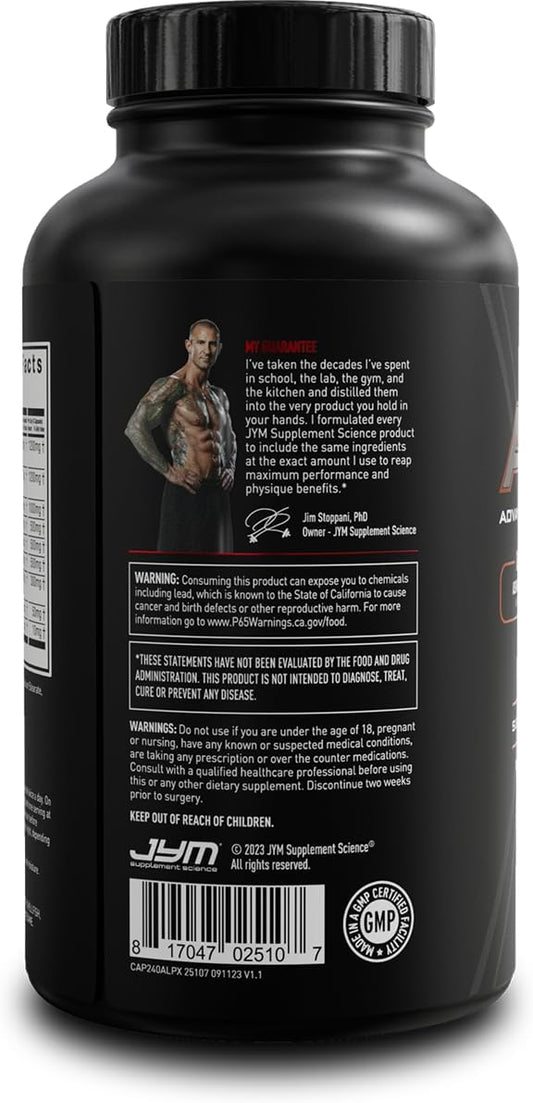 Alpha JYM X Advanced Hormone Optimization, Vitality, Optimization, DHEA, Ashwagandha, Boron, Shilajit, Fenugreek, Eurycoma, Damiana, Quercetin, DIM, JYM Supplemental Science, 240 Vegetarian Capsules