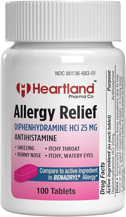 Diphenhydramine HCI | Diphenhydramine Allergy Relief 25 mg 100 Count 5-Pack