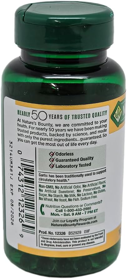 Nature's Bounty Garlic Extract 1000 mg, Support100 Rapid
