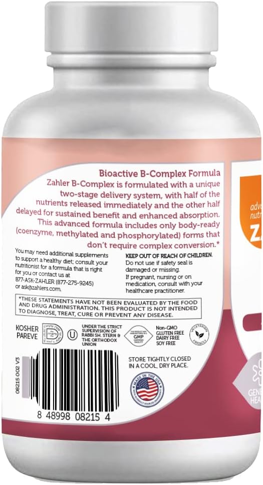 Zahler B Complex, Vitamin B Complex 8 Bioactive 60 Tablets