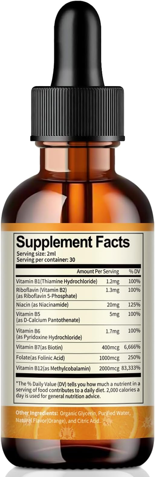 Totatria Vitamin B Complex Liquid Drops 32,6000mcg per B1, B2, B2, B3(Niacin), B3(Niacin), B5, B5, B6, B6, B7(Botin), B7(Botin), B9, B9, B12 B12 for 2 FL.OZ