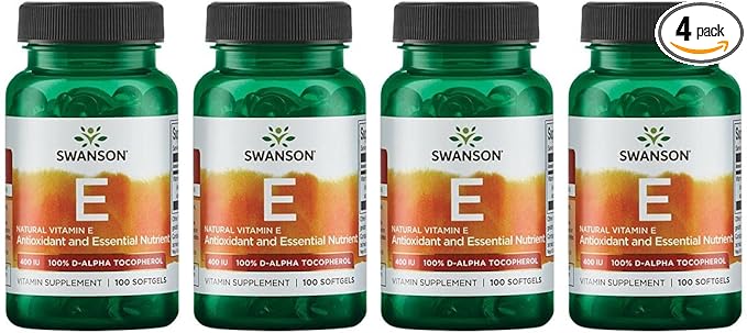 Swanson Natural Vitamin E 400 IU (268 mg, 100 Softgels) 4 Pack