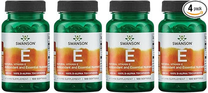Swanson Natural Vitamin E 400 IU (268 mg, 100 Softgels) 4 Pack