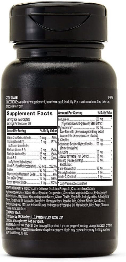 GNC Men's Healthy Testosterone, 60 Caplets, Testosterone and Sexual Health Support