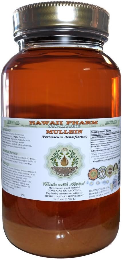Mullein Alcohol-Free Liquid Extract, Organic Mullein 32 oz