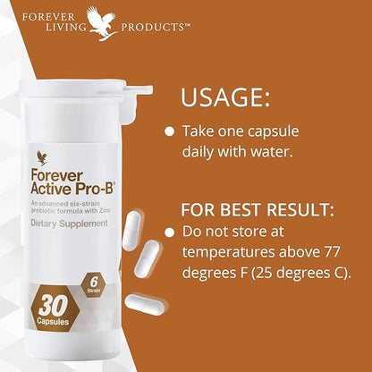 Forever Living - Forever Active Pro-B 8Billion CFU, 6 Synergistic 30 Capsules