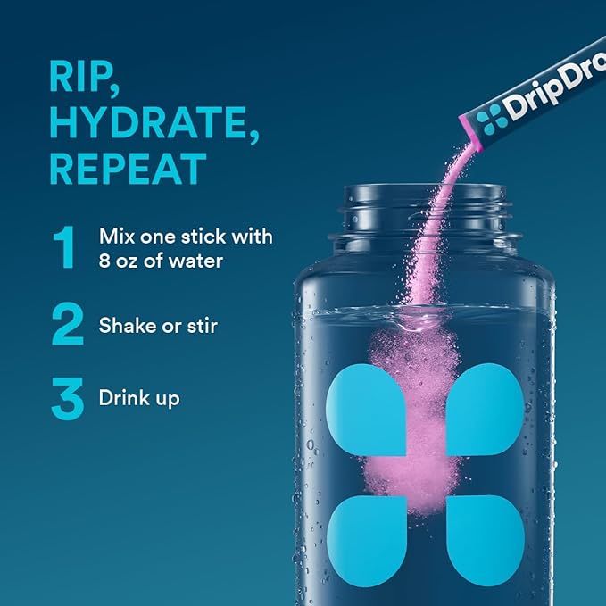 DripDrop Hydration - Berry - Electrolyte Drink Mix Single Serve Powder Packets | Non-GMO, Gluten Free, Vegan | 32 Sticks