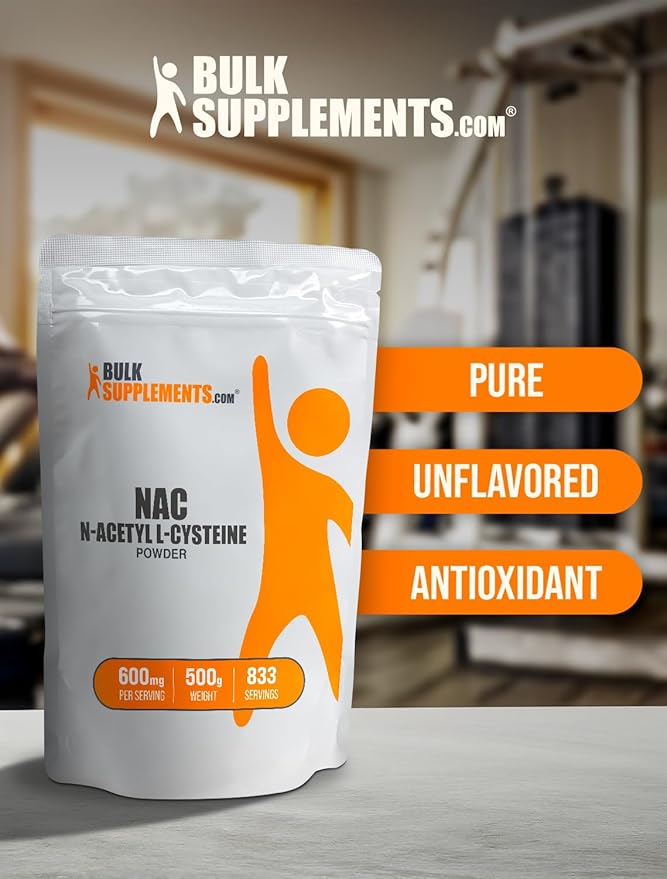 BulkSupplements.com NAC Powder 600mg, NAC 600mg per 833 Servings, 500g 1.1 1.1 lbs 1)