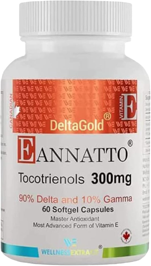 Eannatto Tocotrienols Deltagold Vitamin E Supplements (300MG 60 60 Softgels).