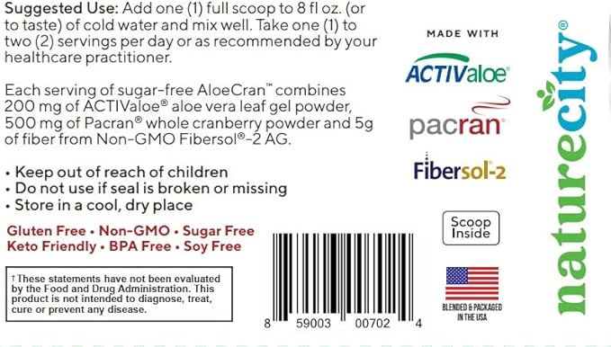 Aloe-Cran Sugar Free Drink Mix Supplement| 60 Servings