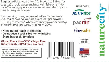 Aloe-Cran Sugar Free Drink Mix Supplement| 60 Servings