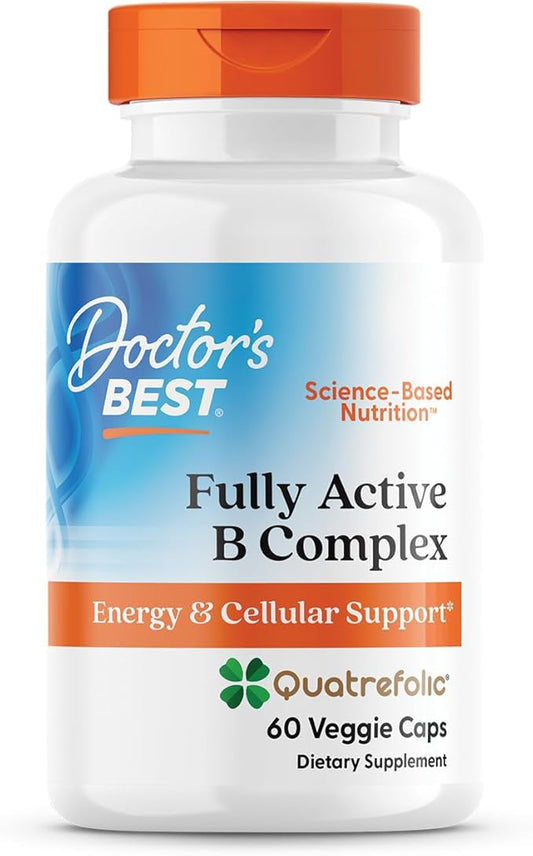 Doctor's Best Fully Active B Complex, Energy & Cellular Support, Non-GMO, Gluten Free, Soy Free, Vegan 60 Veggie Caps