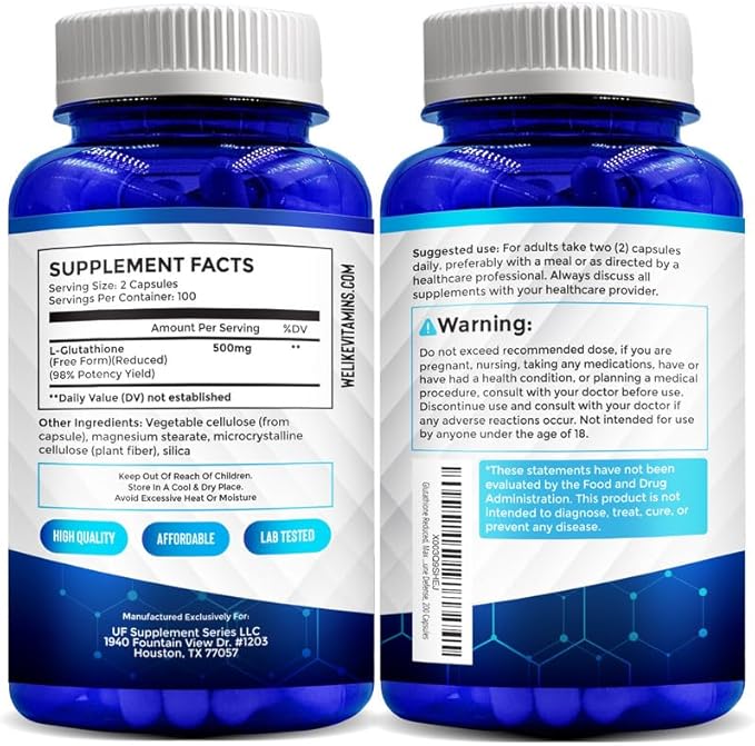 We Like Vitamins Glutathione 500mg Per Serving 200 Glutathione