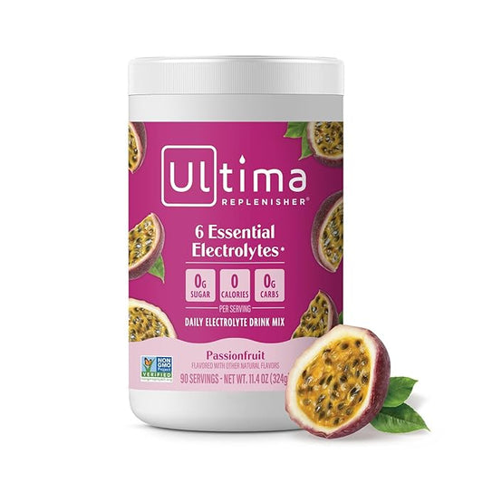 Ultima Replenisher Daily Electrolyte Powder Drink Mix – Passionfruit, 90 Servings – Hydration Powder with 6 Key Electrolytes and Trace Minerals – Keto Friendly, Non-GMO and Sugar-Free