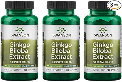 Swanson Ginkgo Biloba Extract 24% 60 120 Capsules (3 Pack)