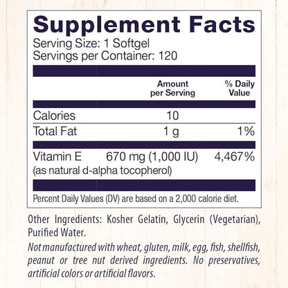 Healthy Origins Vitamin E, 1,000 IU 120 Softgels