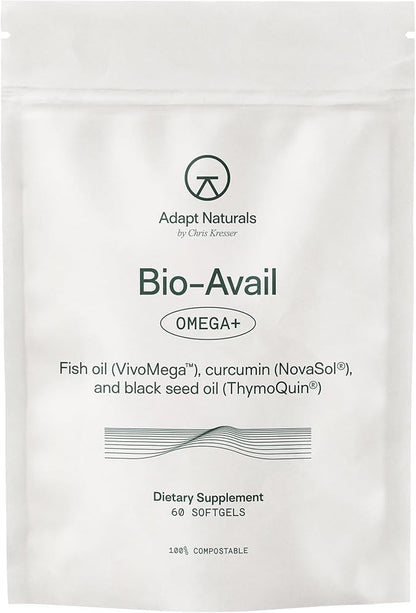 Adapt Naturals Bio-Avail Omega+ 3 Fish 1,000 mg 510 EPA 330 DHA 60 Softgels