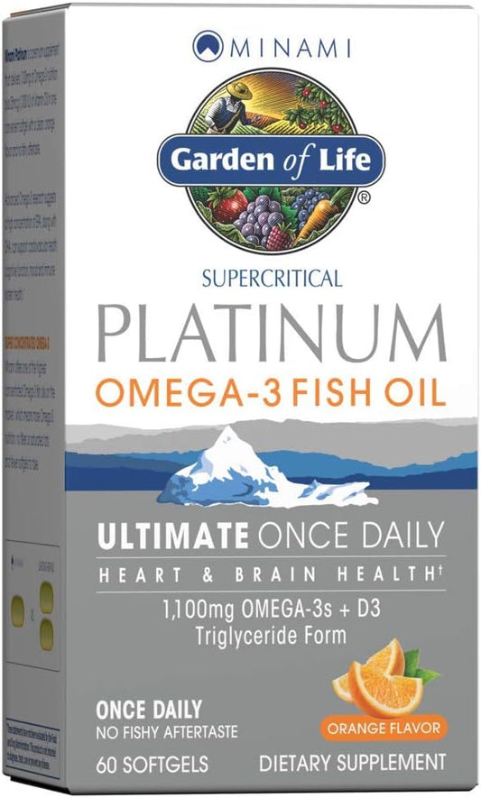 Garden of Life Minami Supercritical Platinum 3 Fish 1100Mg Omega-3S, Omega-3S, 1,000 1,000 Iu D3, 60 60 Softgels