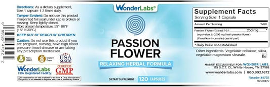 Passion Flower Extract (2,500mg Equivlant) 120 Capsules
