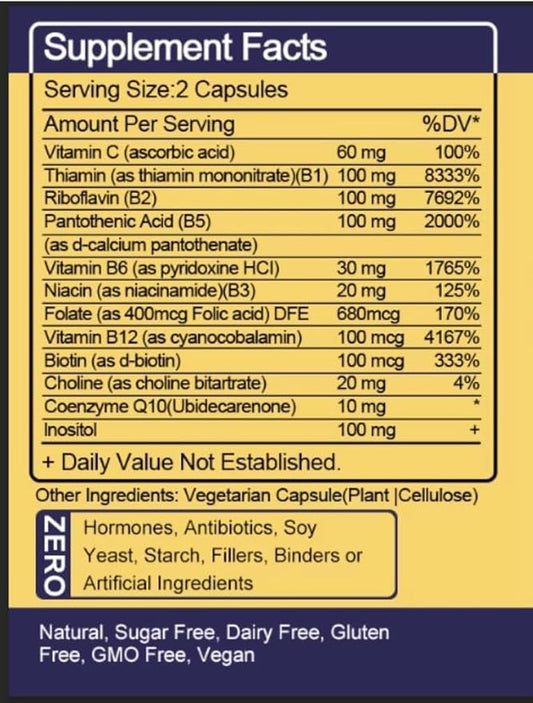 Max Strength Vitamin B-Complex + CoQ10 120 Softgels, 60 Day