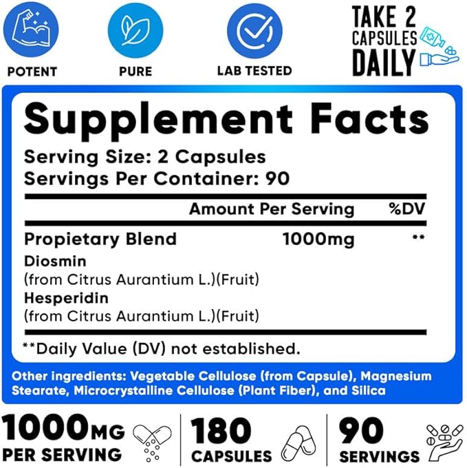 We Like Vitamins Diosmin Hesperidin 1000mg 180 Capsules 90 Day